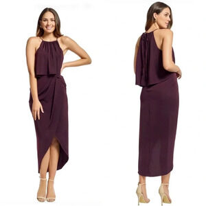 NWT Shona Joy Frill High Neck Maxi Dress Size 12 US Asymmetrical Hem